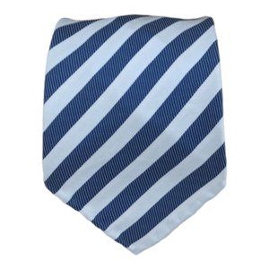 CHARLES TYRWHITT XL 7FOLD Blue Striped Silk Tie ENGLAND 62"/ 4.1" EC